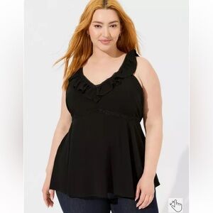 Torrid Black Challis Ruffle VNeck Sleeveless Top size 4 - NWT
